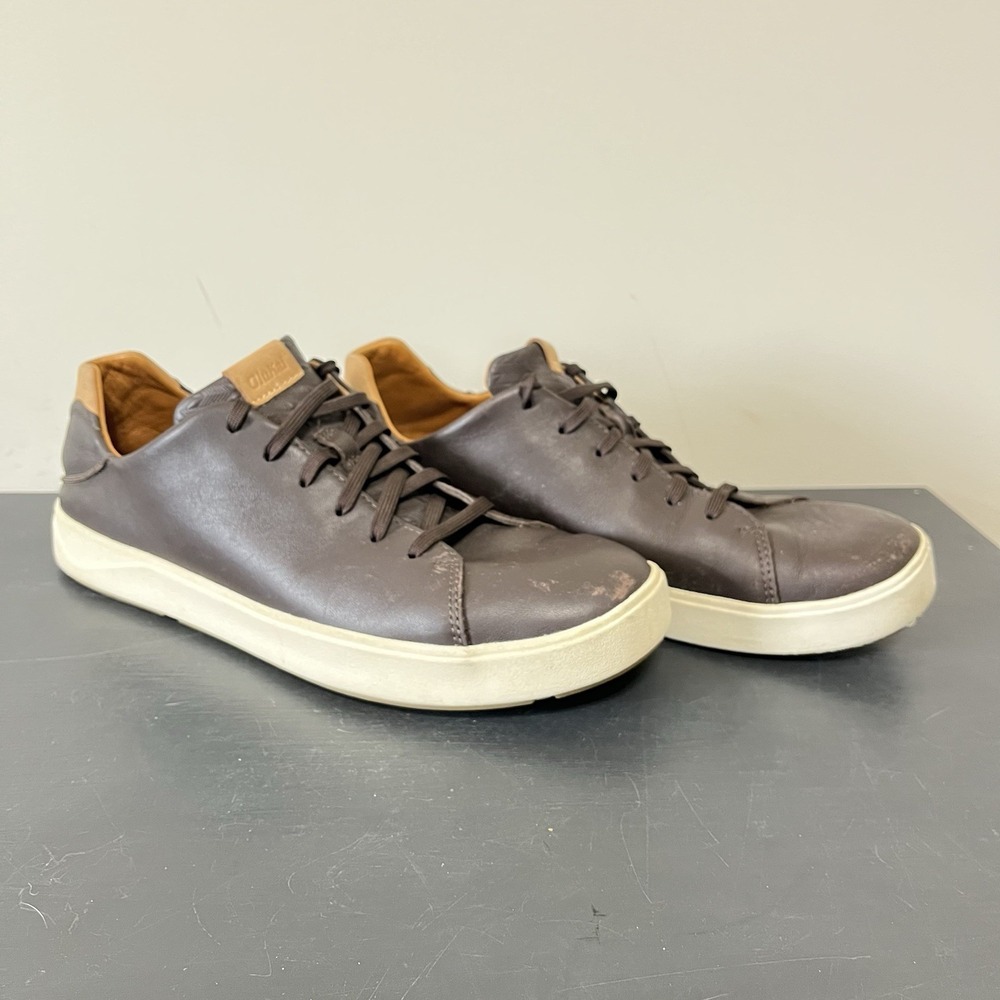 Olukai Lae'ahi Li 'Ili Men's Size 11.5 US Premium Dark Java Leather Sneaker Shoe